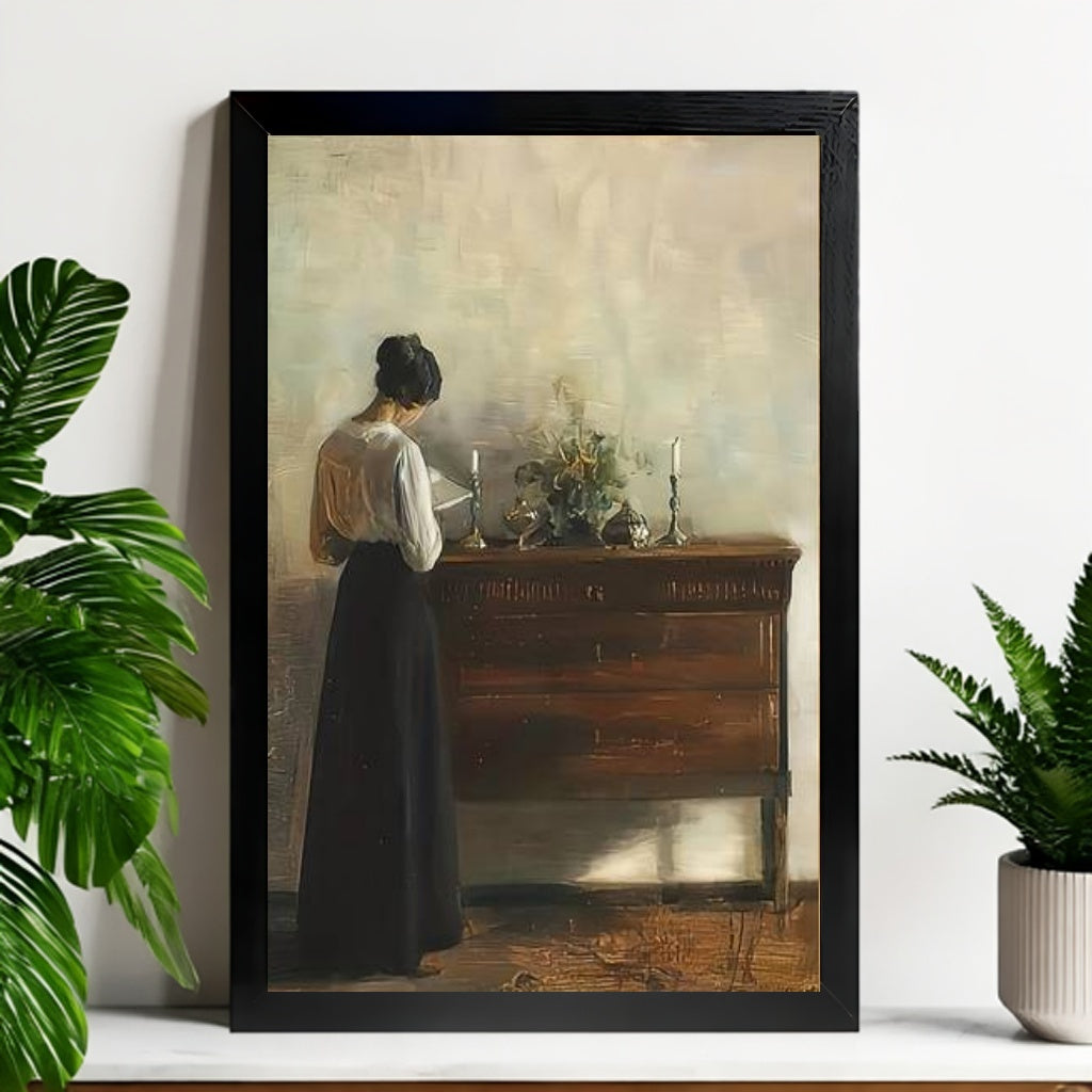 12x18 Beige Boho Framed Wall Art – Neutral Decorative Print for Bedroom or Gallery | vexyla #M20049