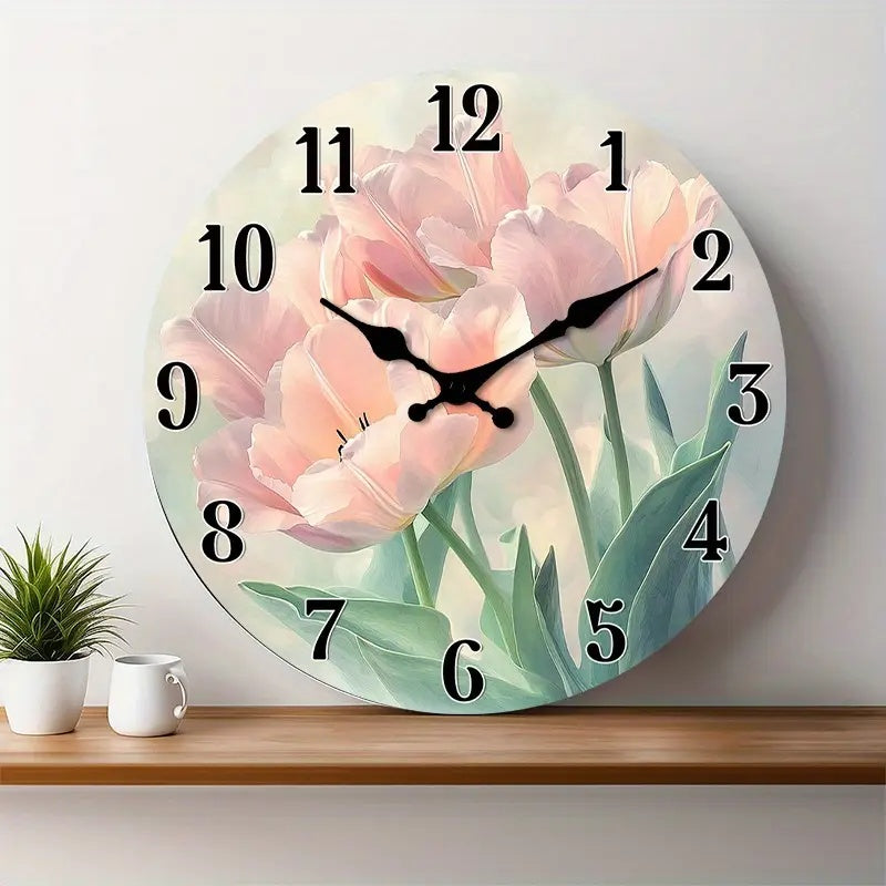 10x10 Decorative Wall Clock  – Ticking Wooden Wall Clock for Living Room or Hallway | vexyla#S1008
