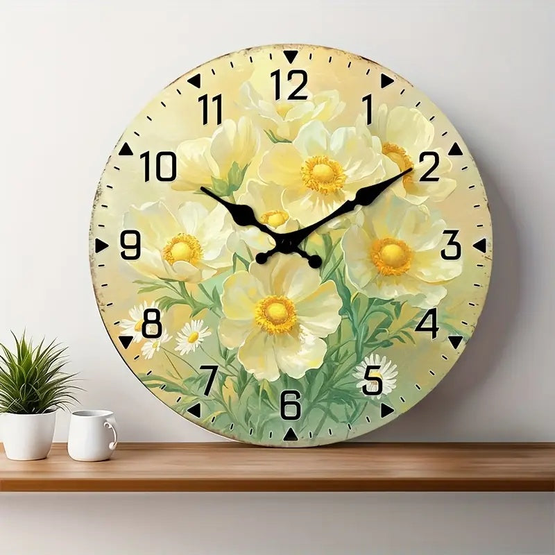 10x10 Decorative Wall Clock  – Ticking Wooden Wall Clock for Living Room or Hallway | vexyla#S1008