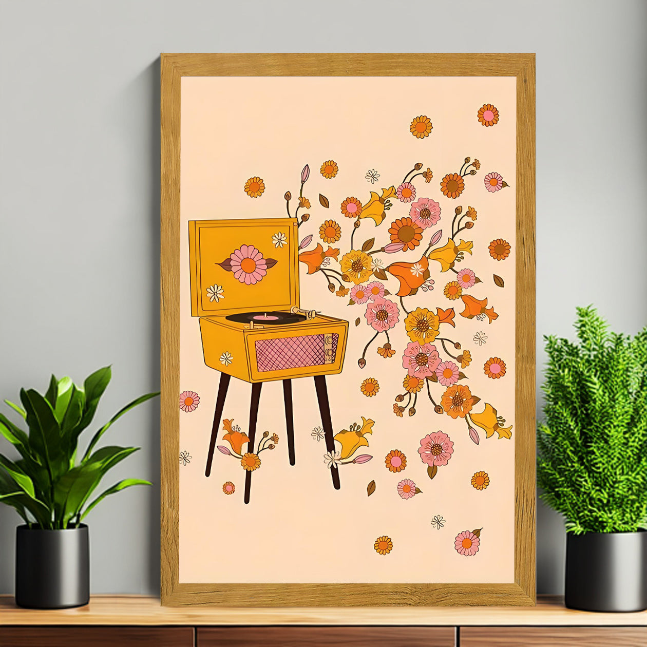 12x18 Neutral Abstract Framed Wall Art – Minimalist Line Art for Office or Studio | vexyla #M3085