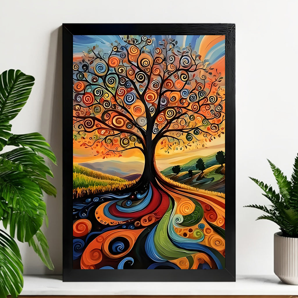 12x18 Neutral Abstract Framed Wall Art – Minimalist Line Art for Office or Studio | vexyla #M3096