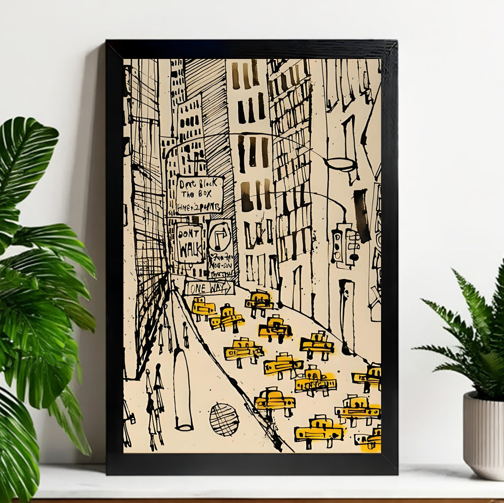 12x18 Neutral Abstract Framed Wall Art – Minimalist Line Art for Office or Studio | vexyla #M3032
