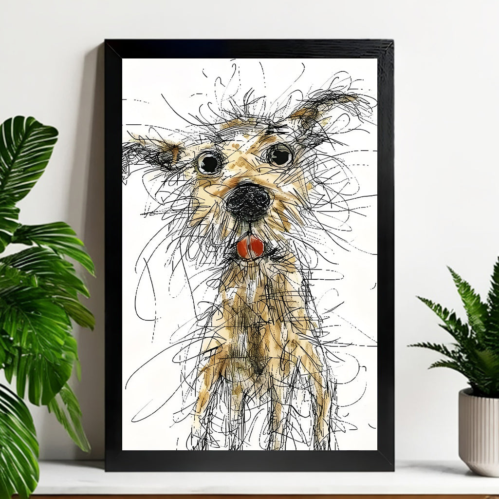 12x18 Neutral Abstract Framed Wall Art – Minimalist Line Art for Office or Studio | vexyla #M3034