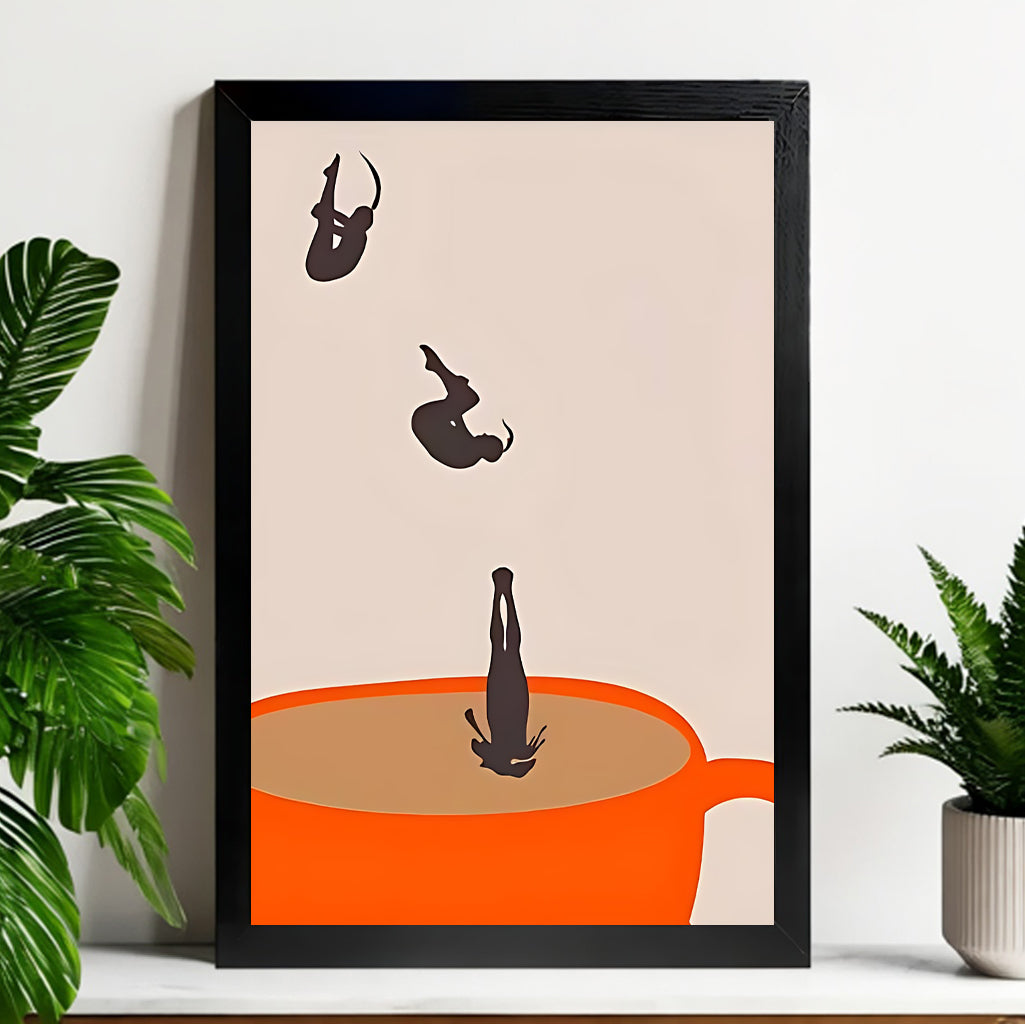 12x18 Neutral Abstract Framed Wall Art – Minimalist Line Art for Office or Studio | vexyla#M3143