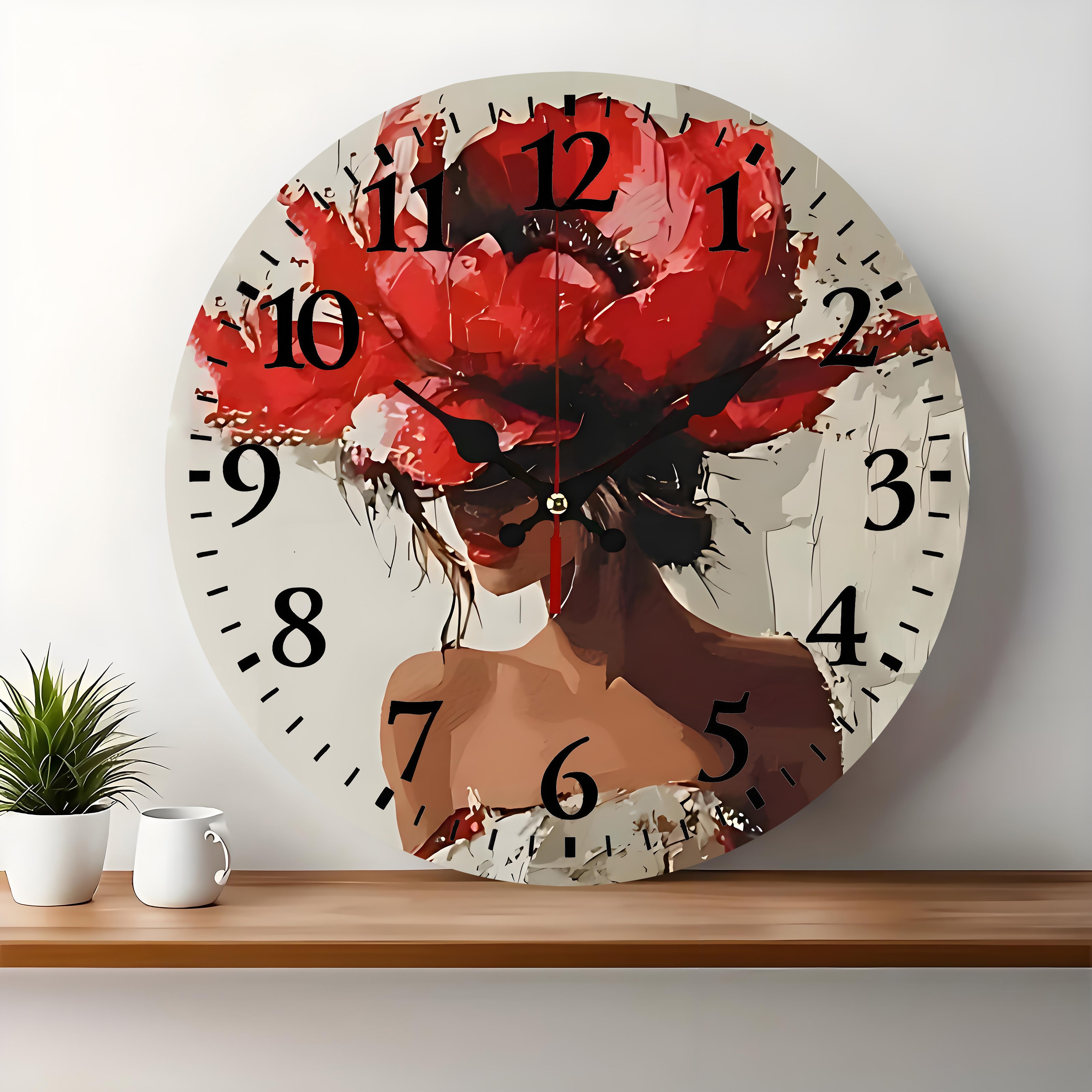 10x10 Decorative Wall Clock  – Ticking Wooden Wall Clock for Living Room or Hallway | vexyla#S1041