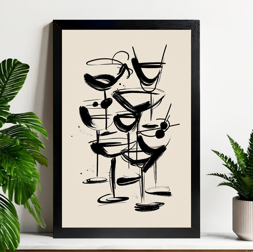 Neutral Abstract Framed Wall Art – Minimalist Line Art for Office or Studio | vexyla#M3334