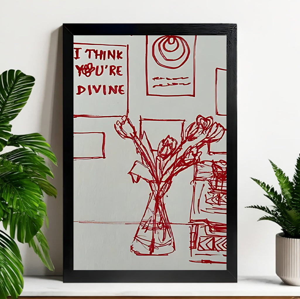 Neutral Abstract Framed Wall Art – Minimalist Line Art for Office or Studio | vexyla#M3222