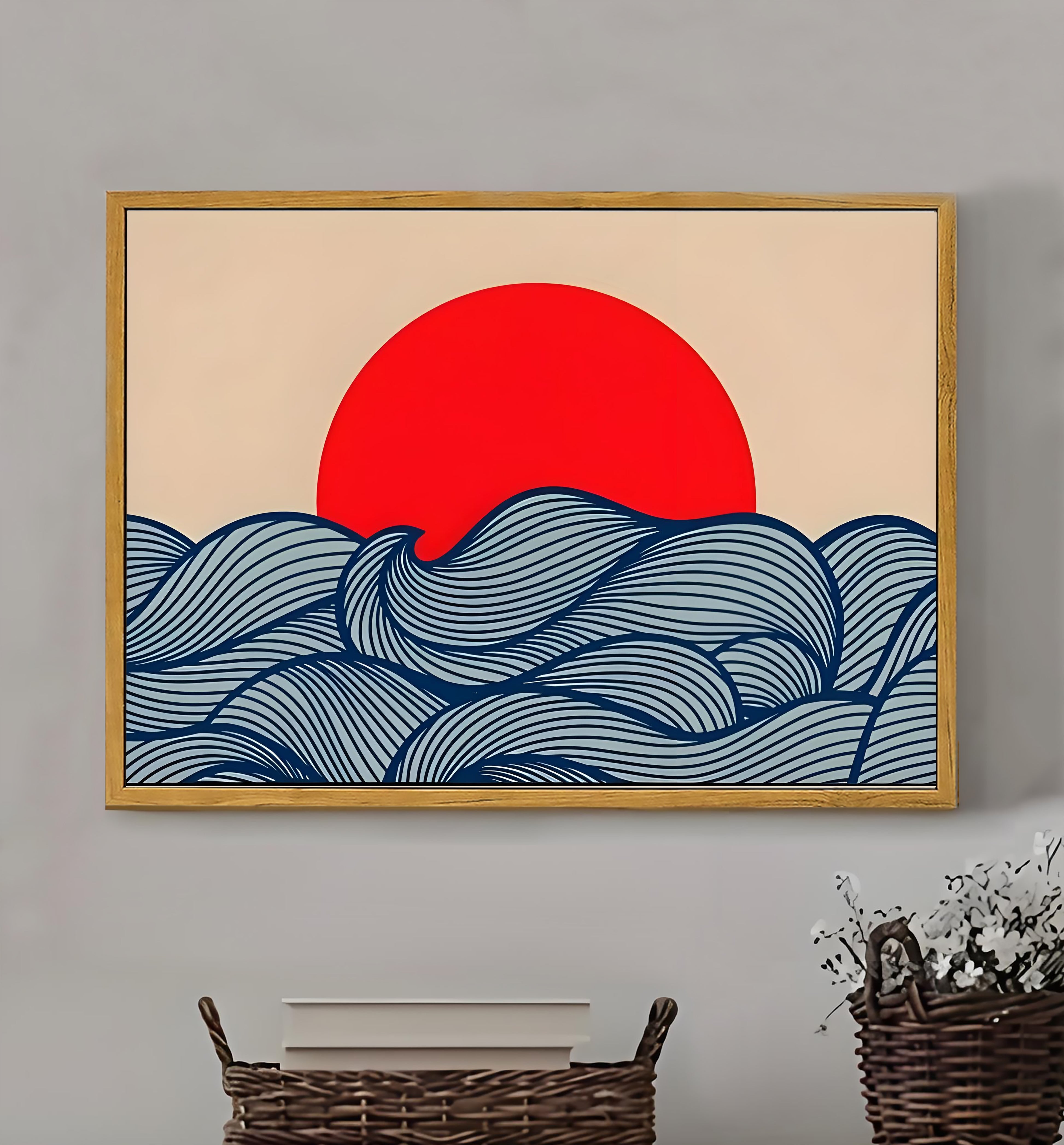 12x18 Neutral Abstract Framed Wall Art – Minimalist Line Art for Office or Studio | vexyla #M3071