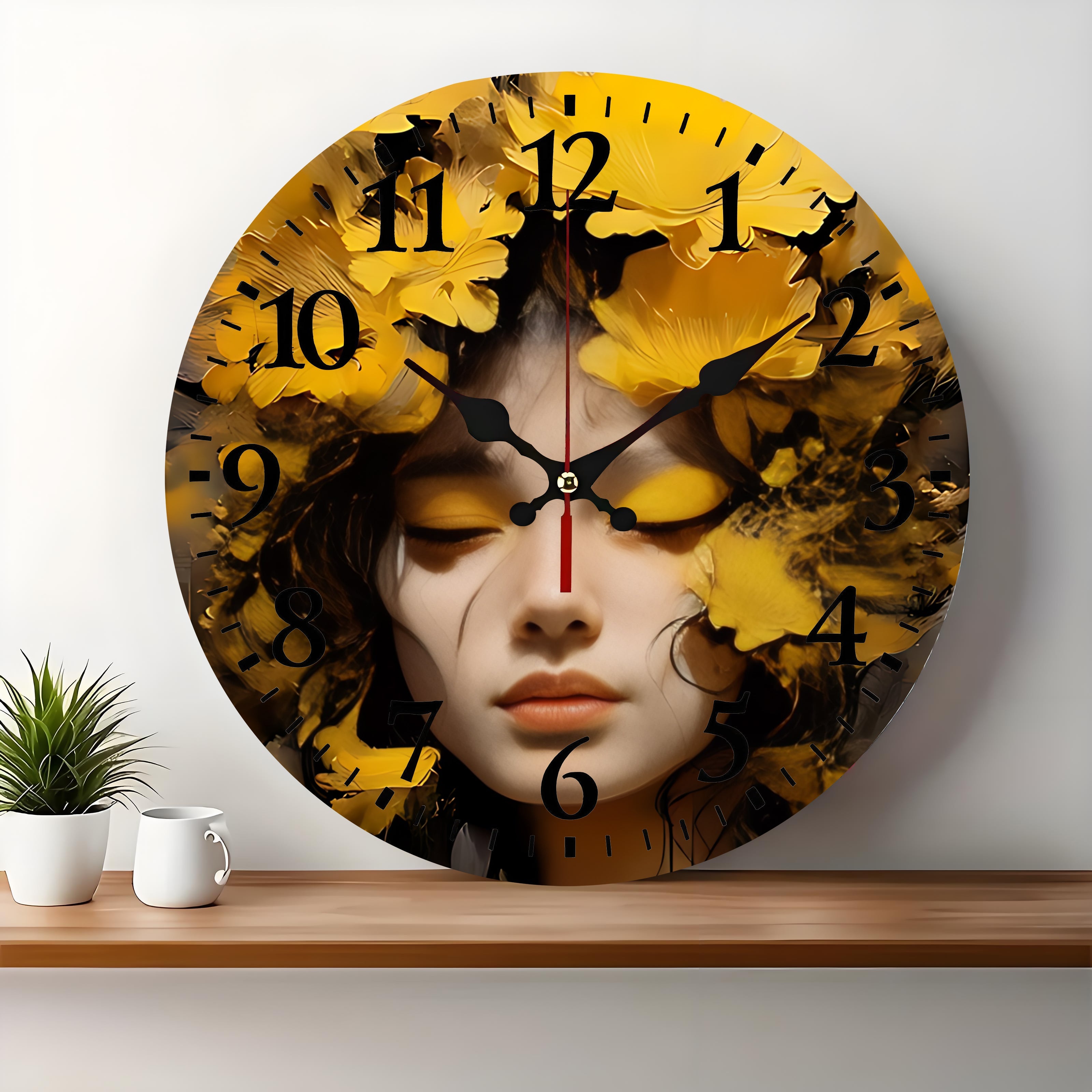 10x10 Decorative Wall Clock  – Ticking Wooden Wall Clock for Living Room or Hallway | vexyla#S1020