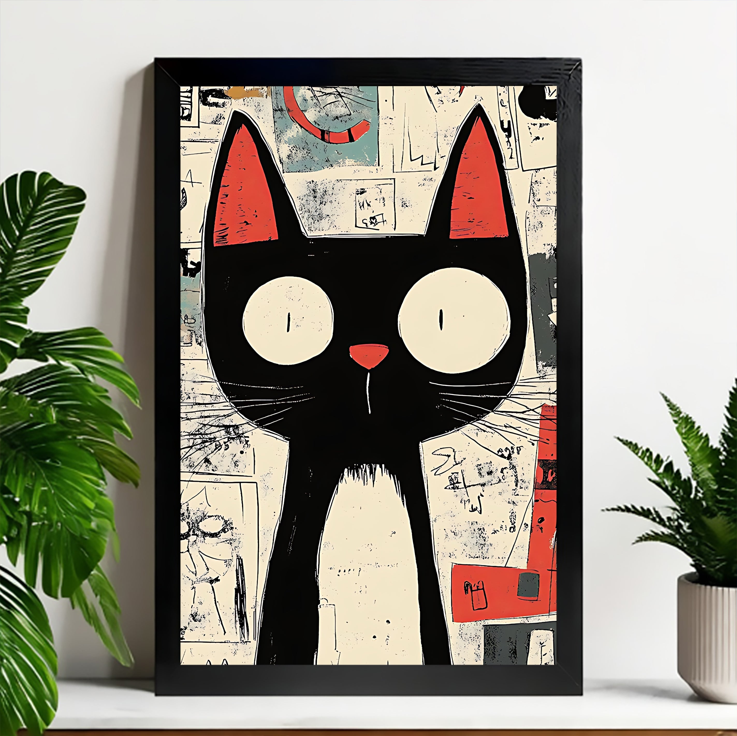 Neutral Abstract Framed Wall Art – Minimalist Line Art for Office or Studio | vexyla#M3449