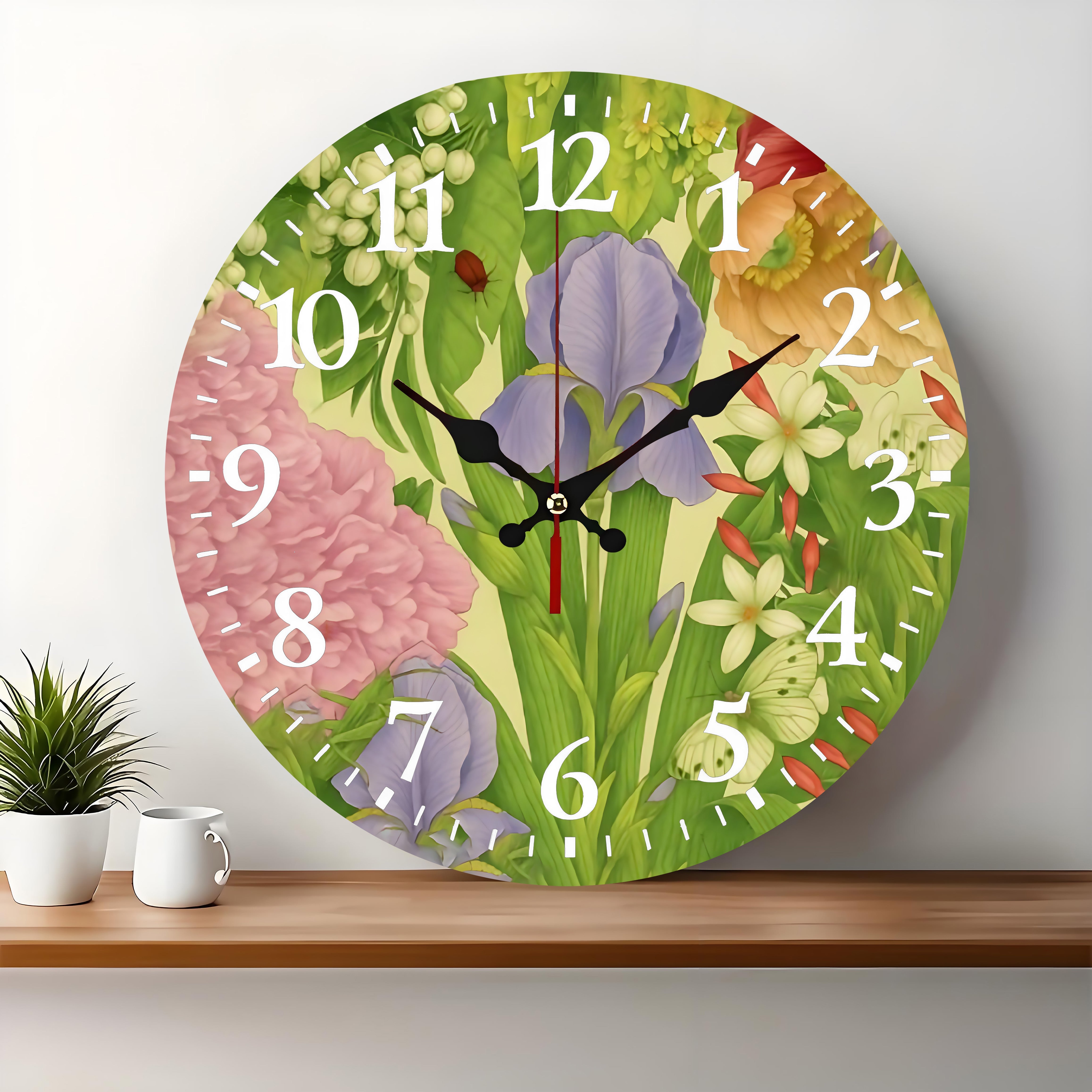 10x10 Decorative Wall Clock  – Ticking Wooden Wall Clock for Living Room or Hallway | vexyla#S1028