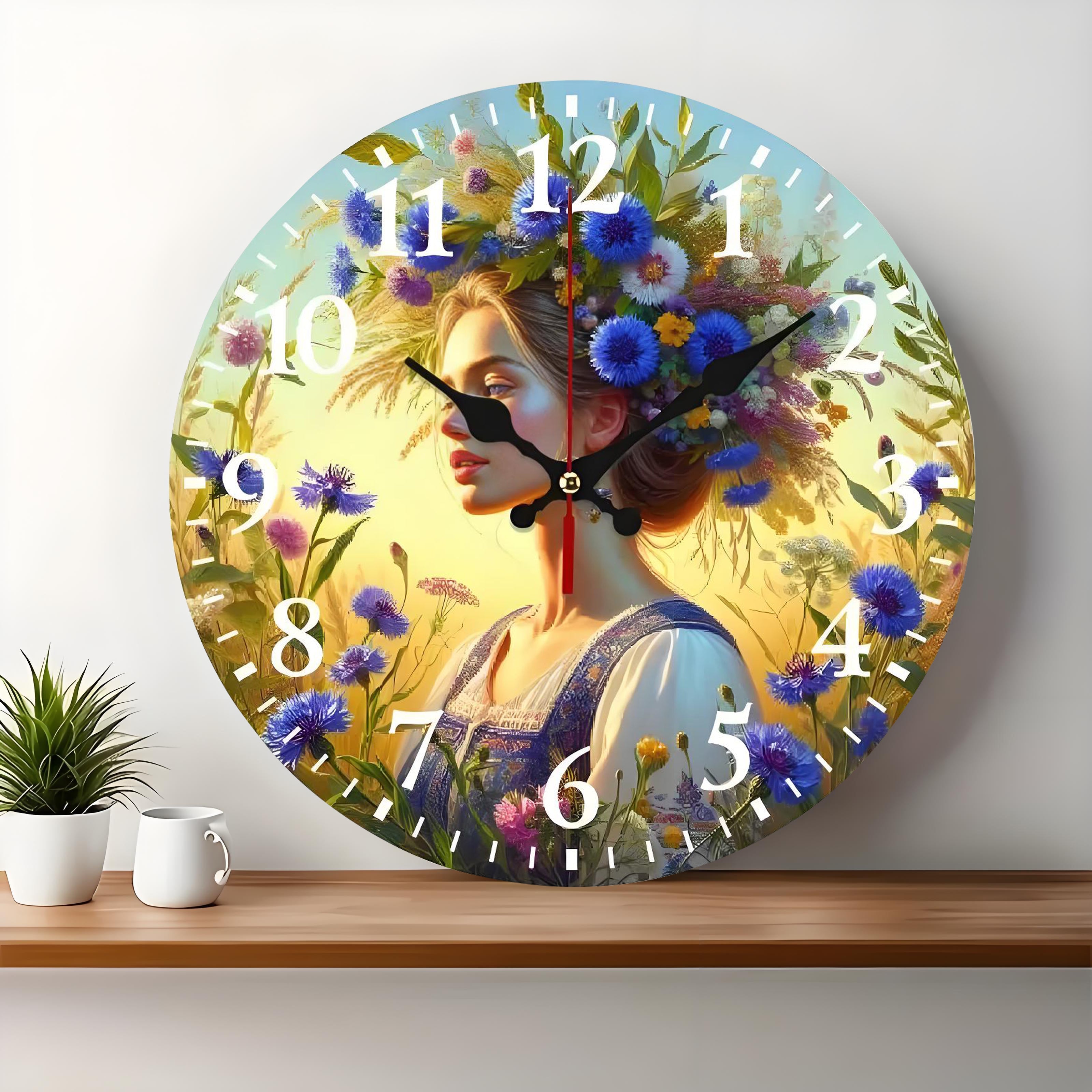 10x10 Decorative Wall Clock  – Ticking Wooden Wall Clock for Living Room or Hallway | vexyla#S1014