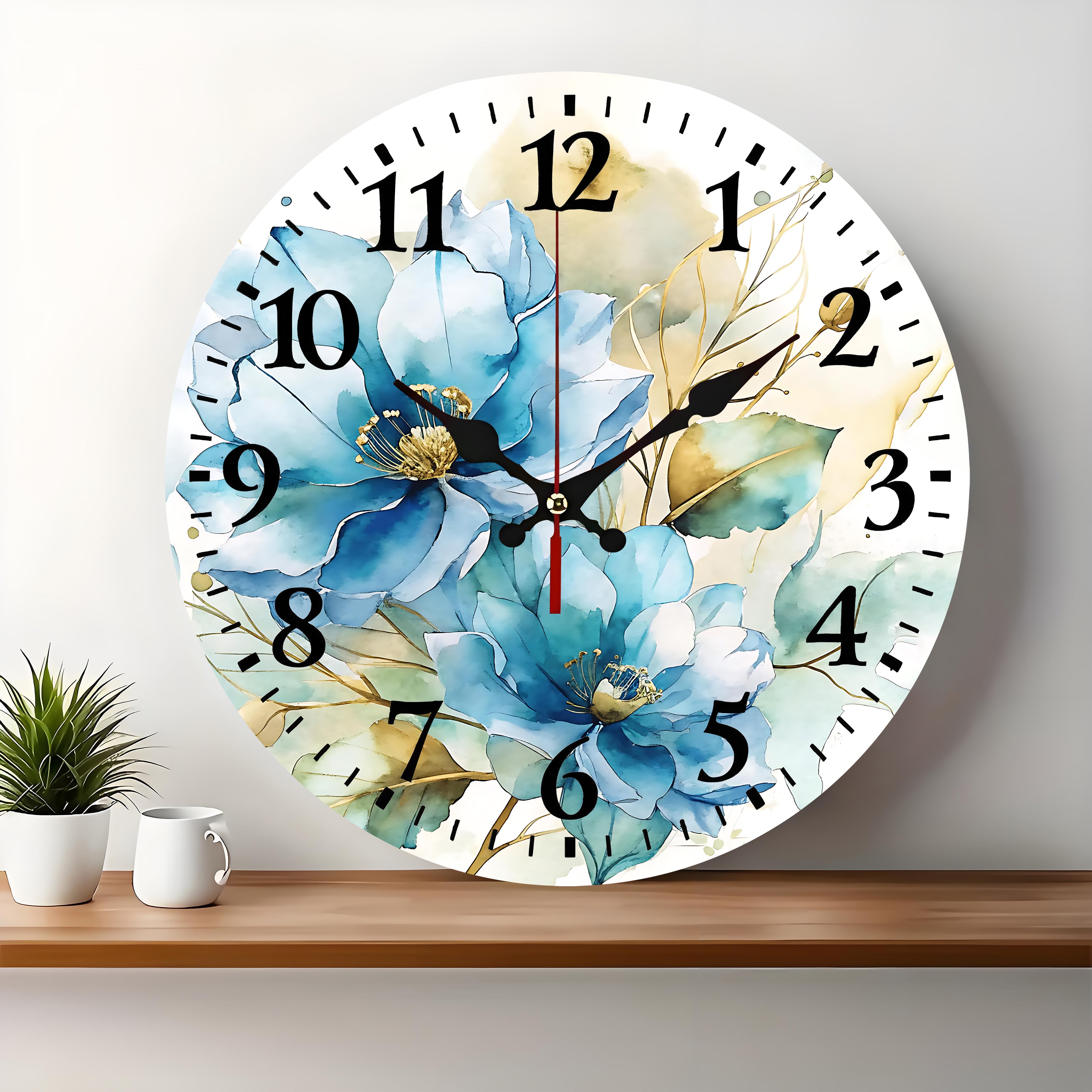 10x10 Decorative Wall Clock  – Ticking Wooden Wall Clock for Living Room or Hallway | vexyla#S1029