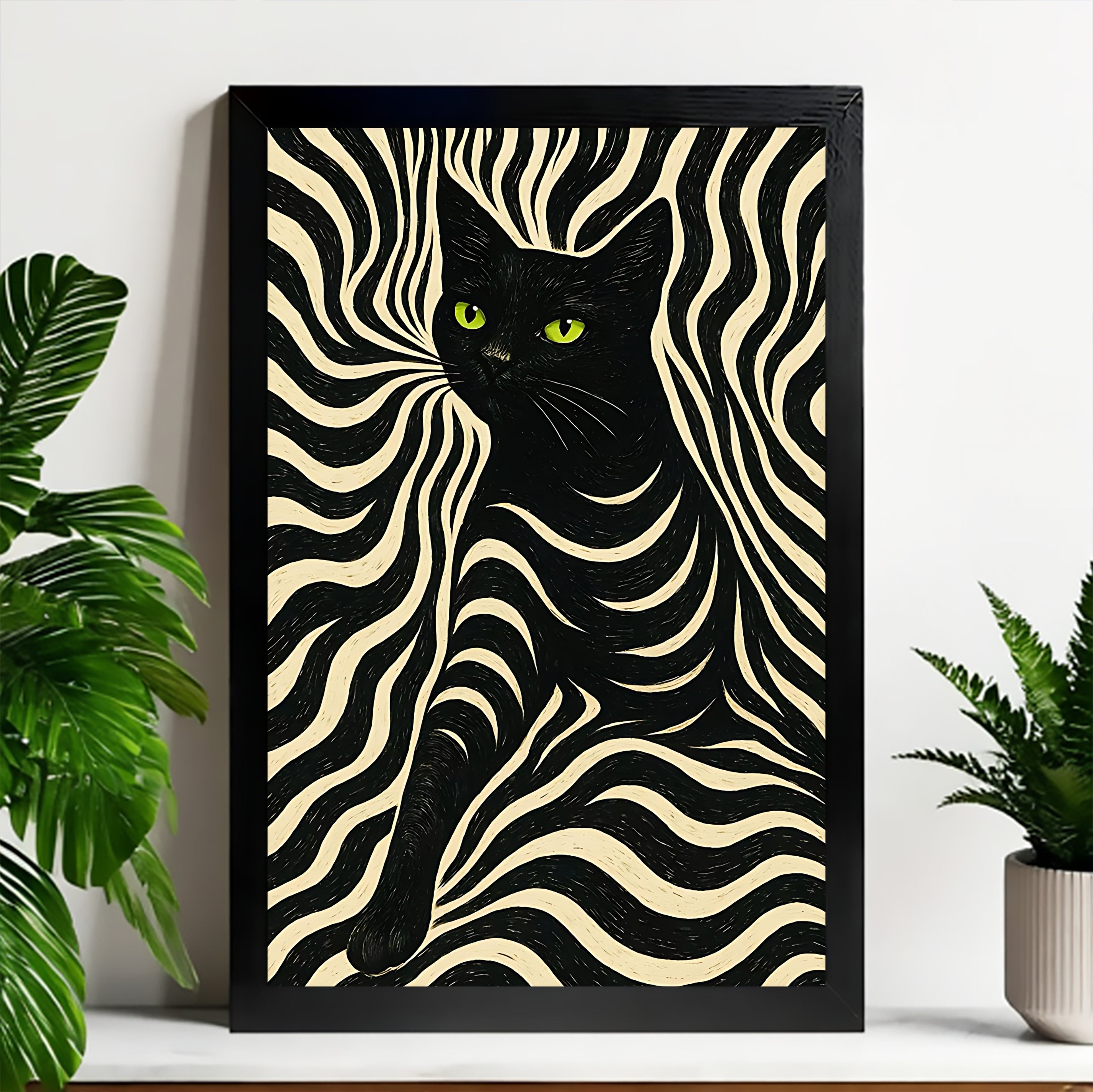 Neutral Abstract Framed Wall Art – Minimalist Line Art for Office or Studio | vexyla#M3496