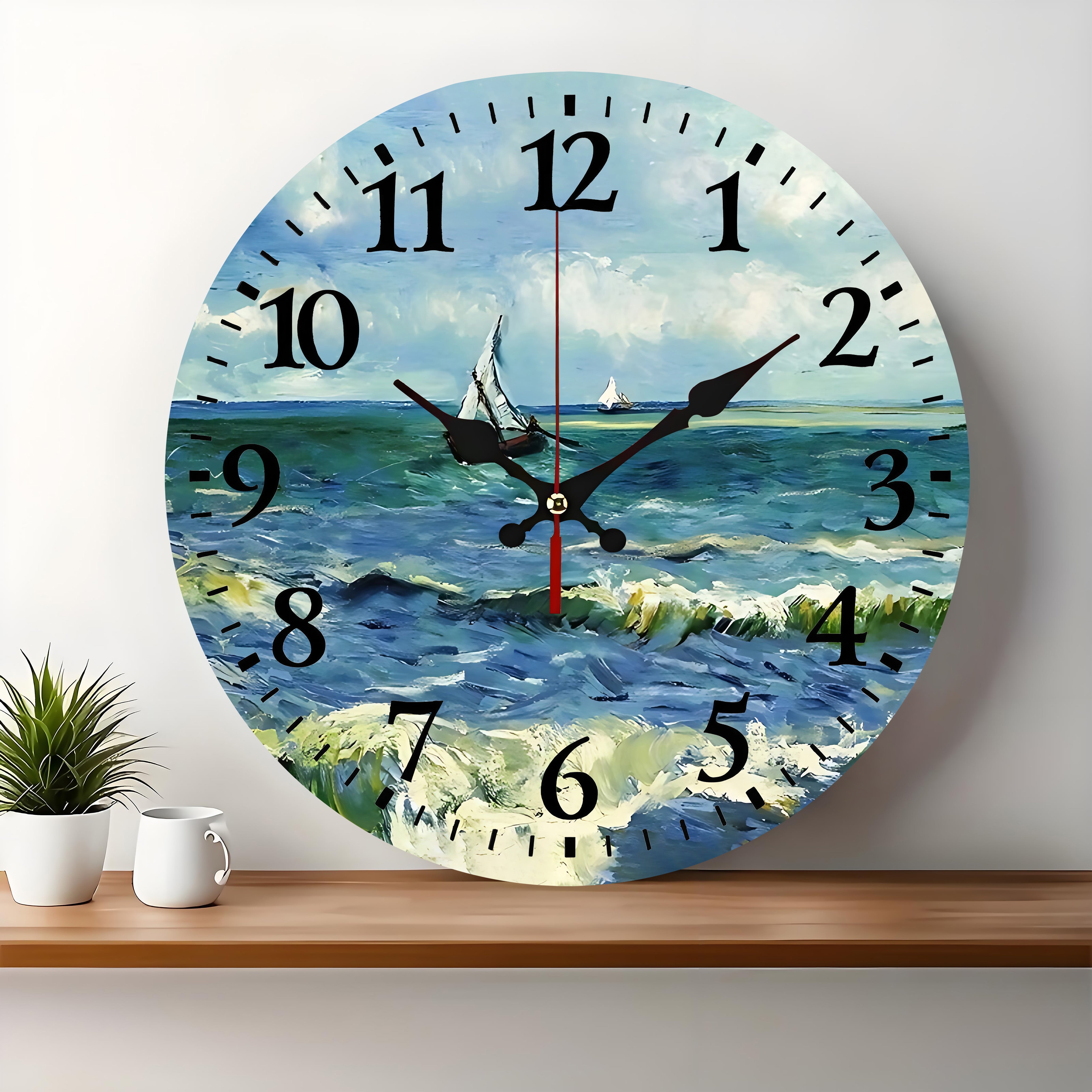10x10 Decorative Wall Clock  – Ticking Wooden Wall Clock for Living Room or Hallway | vexyla#S1043