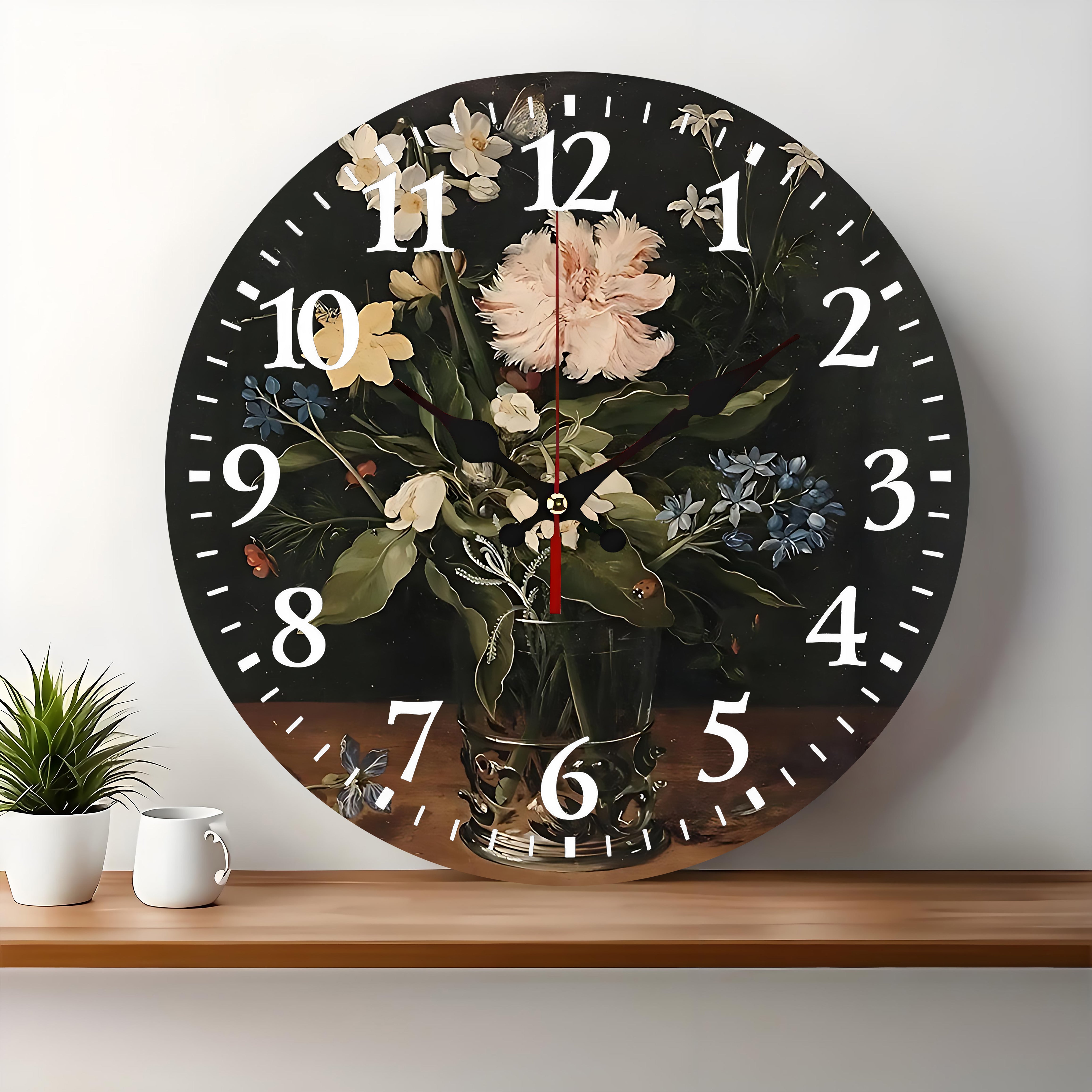 10x10 Decorative Wall Clock  – Ticking Wooden Wall Clock for Living Room or Hallway | vexyla#S1044