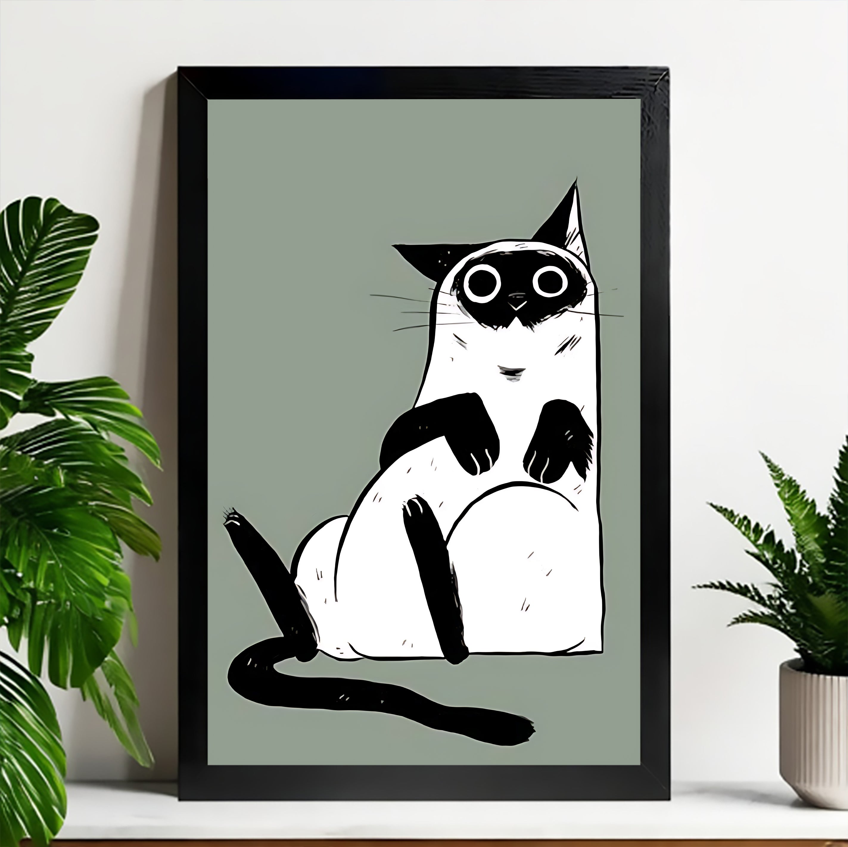 Neutral Abstract Framed Wall Art – Minimalist Line Art for Office or Studio | vexyla#M3479