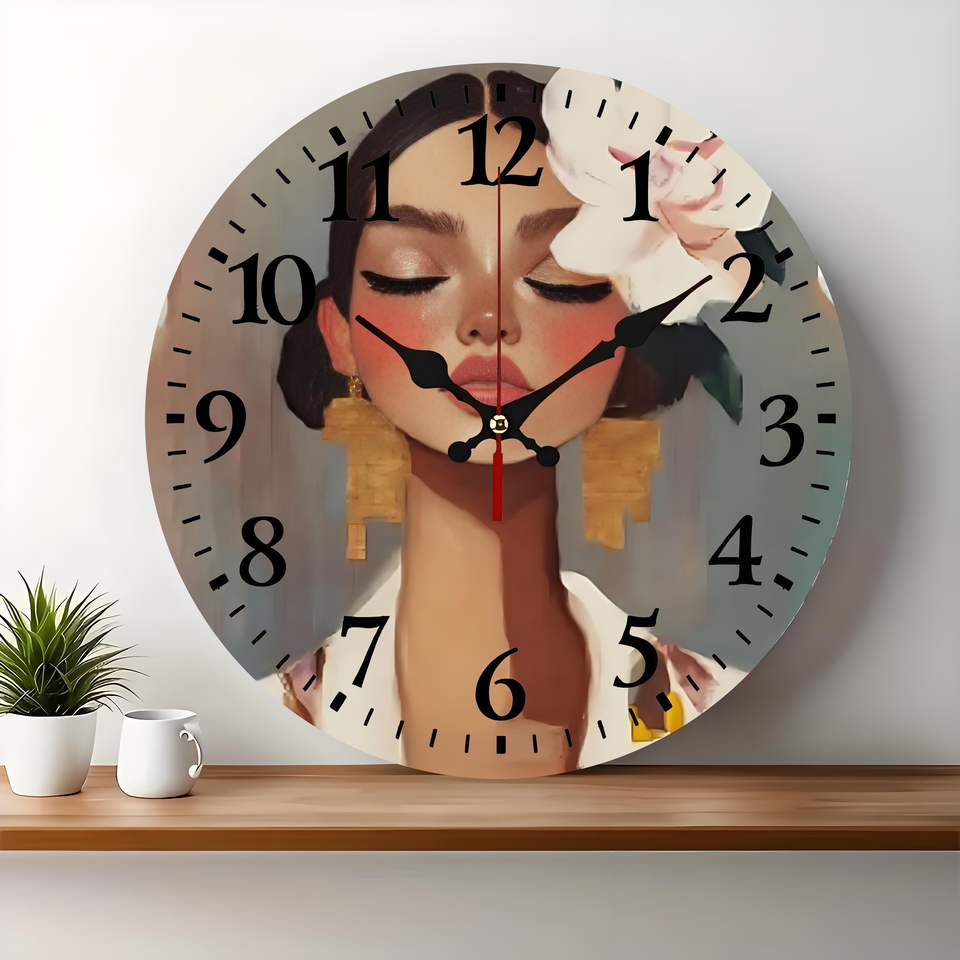 10x10 Decorative Wall Clock  – Ticking Wooden Wall Clock for Living Room or Hallway | vexyla#S1022