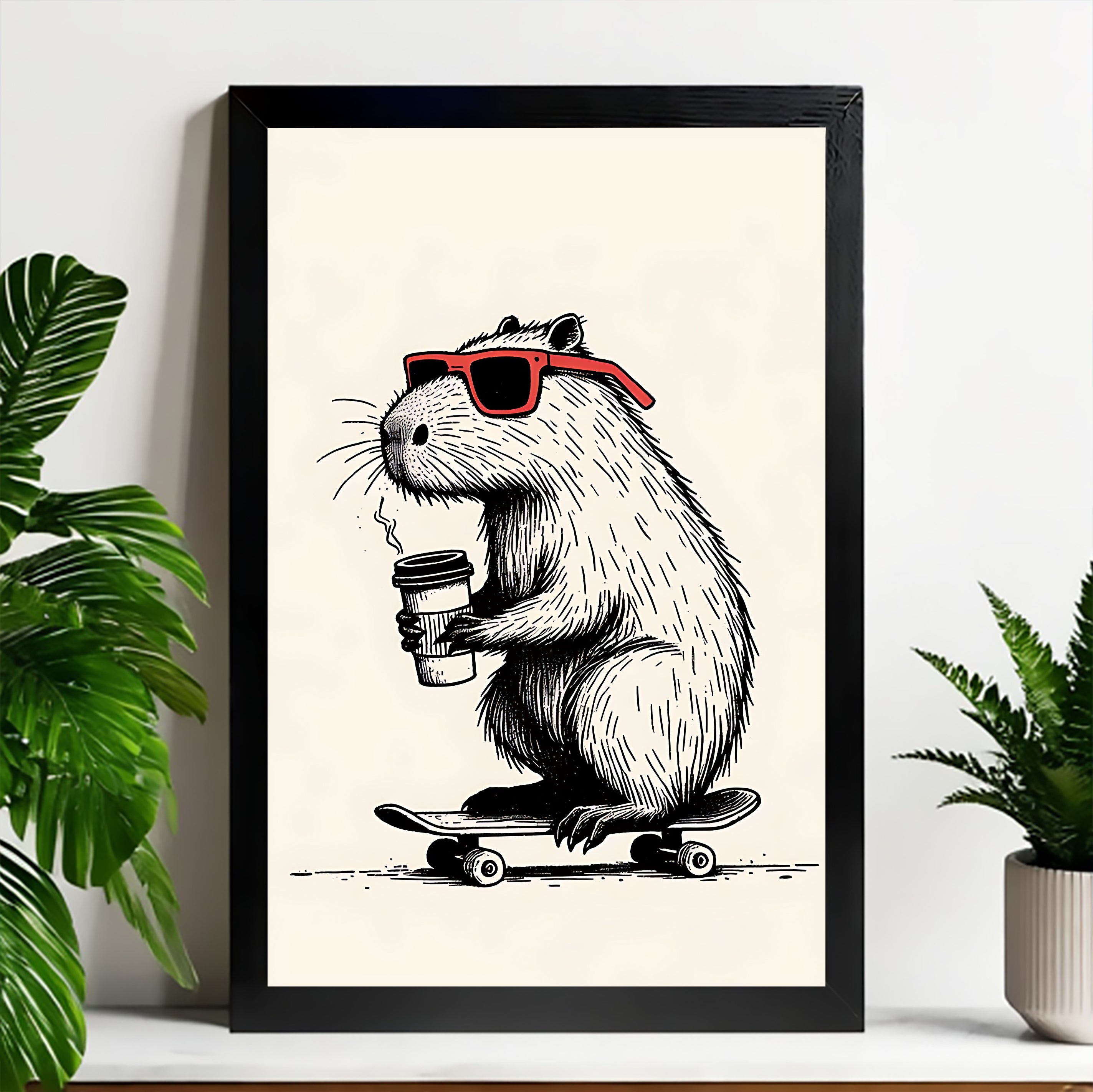 Neutral Abstract Framed Wall Art – Minimalist Line Art for Office or Studio | vexyla#M3452
