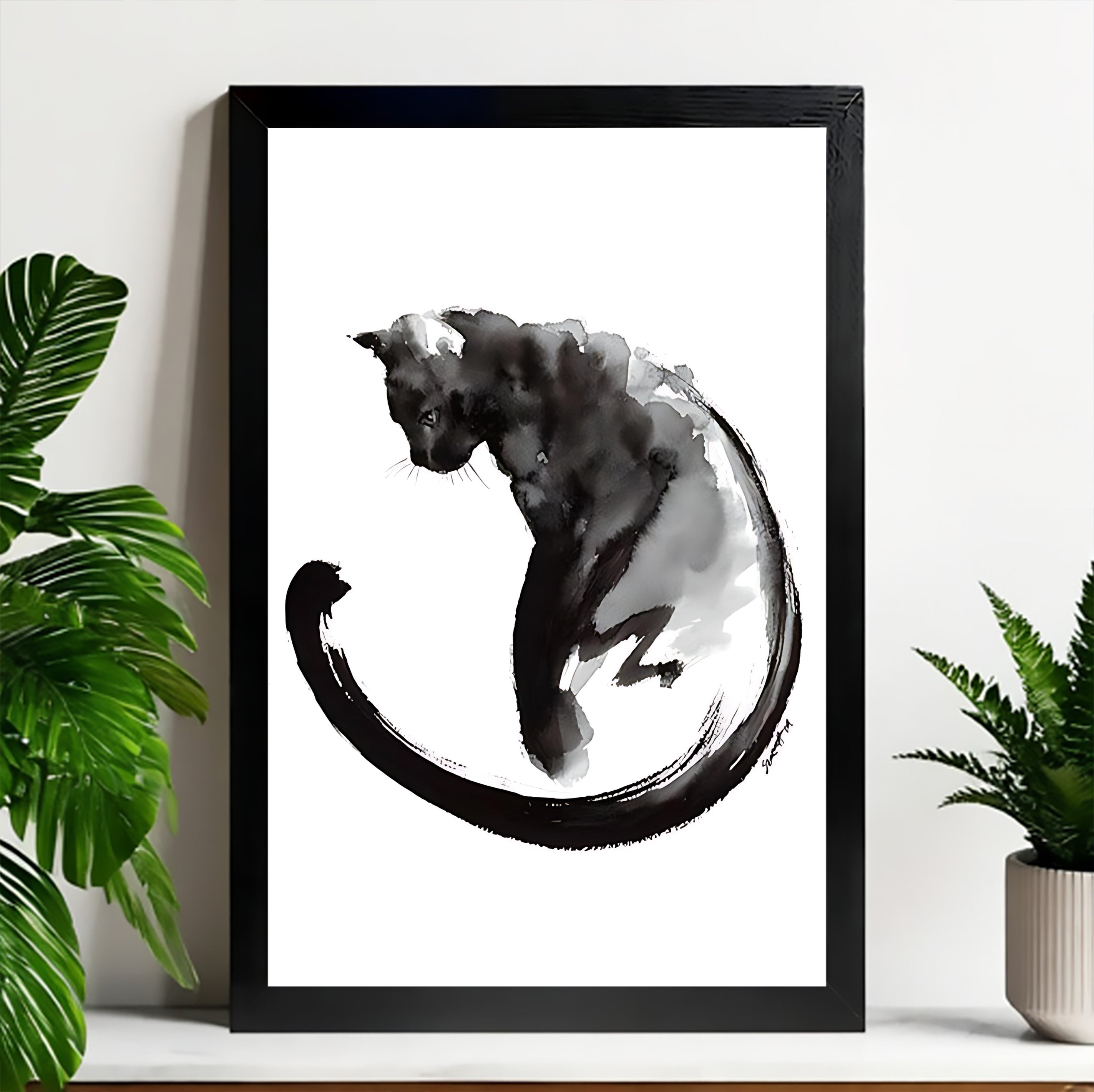 Neutral Abstract Framed Wall Art – Minimalist Line Art for Office or Studio | vexyla#M3499