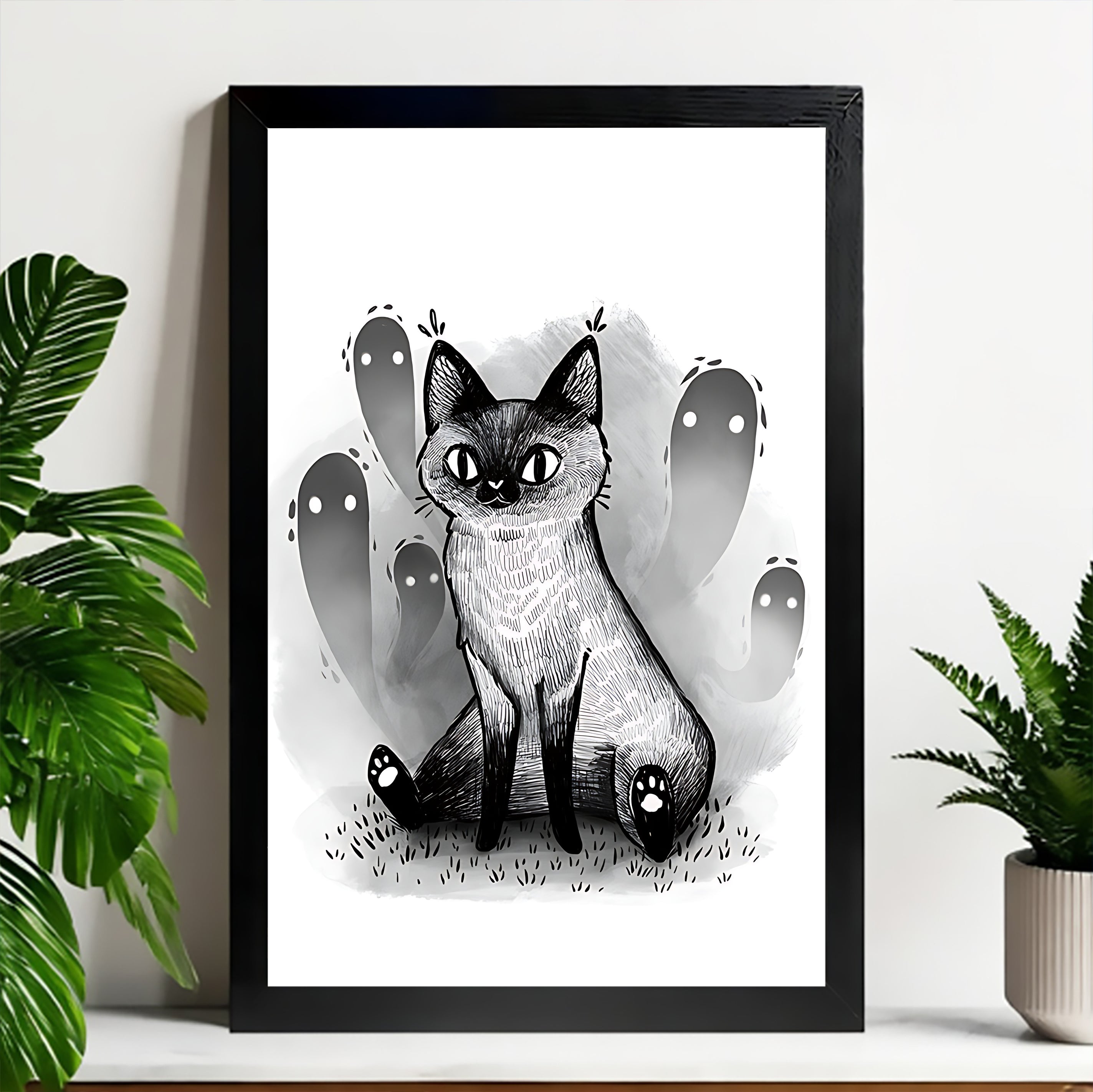 Neutral Abstract Framed Wall Art – Minimalist Line Art for Office or Studio | vexyla#M3481