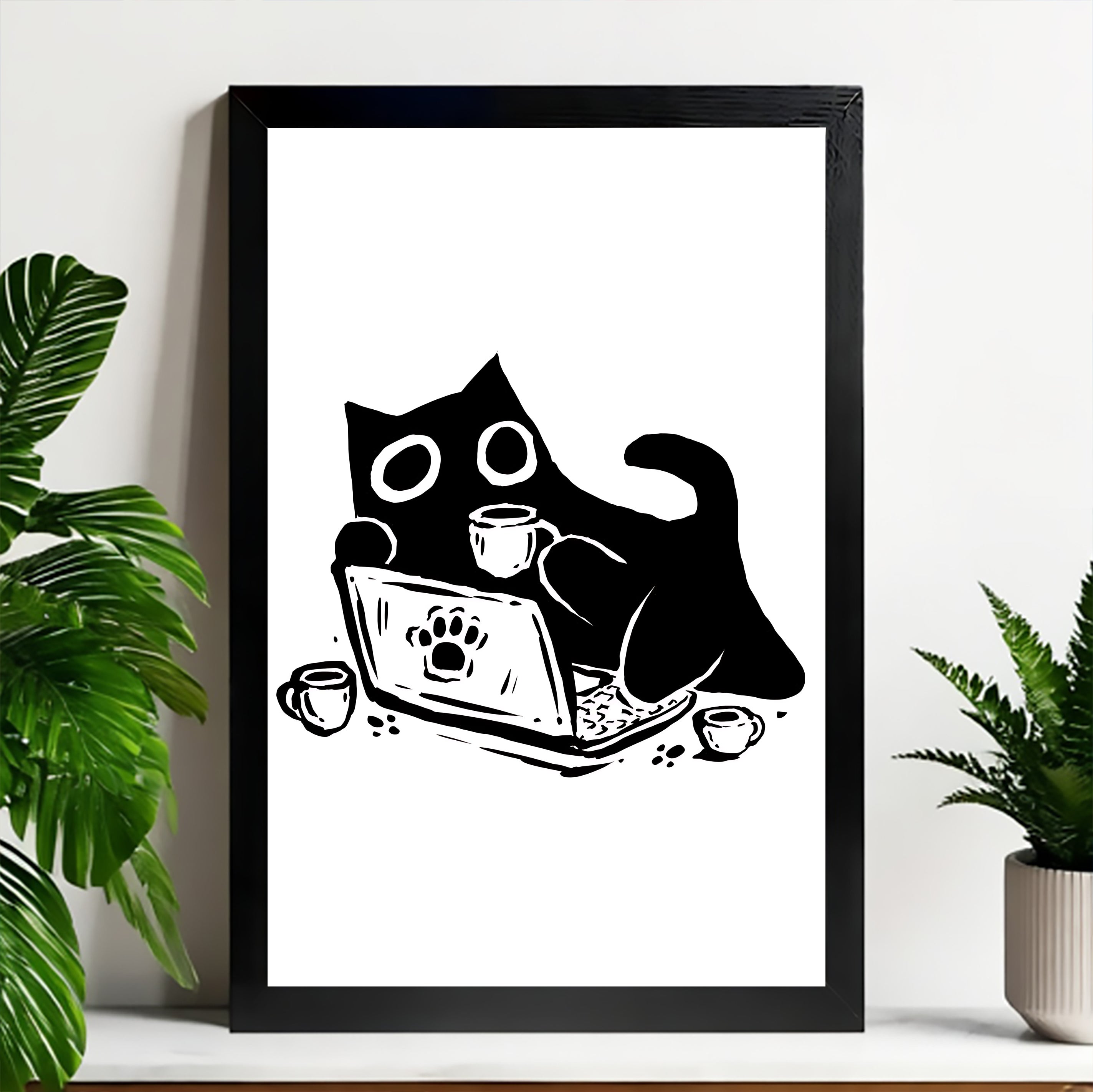Neutral Abstract Framed Wall Art – Minimalist Line Art for Office or Studio | vexyla#M3453
