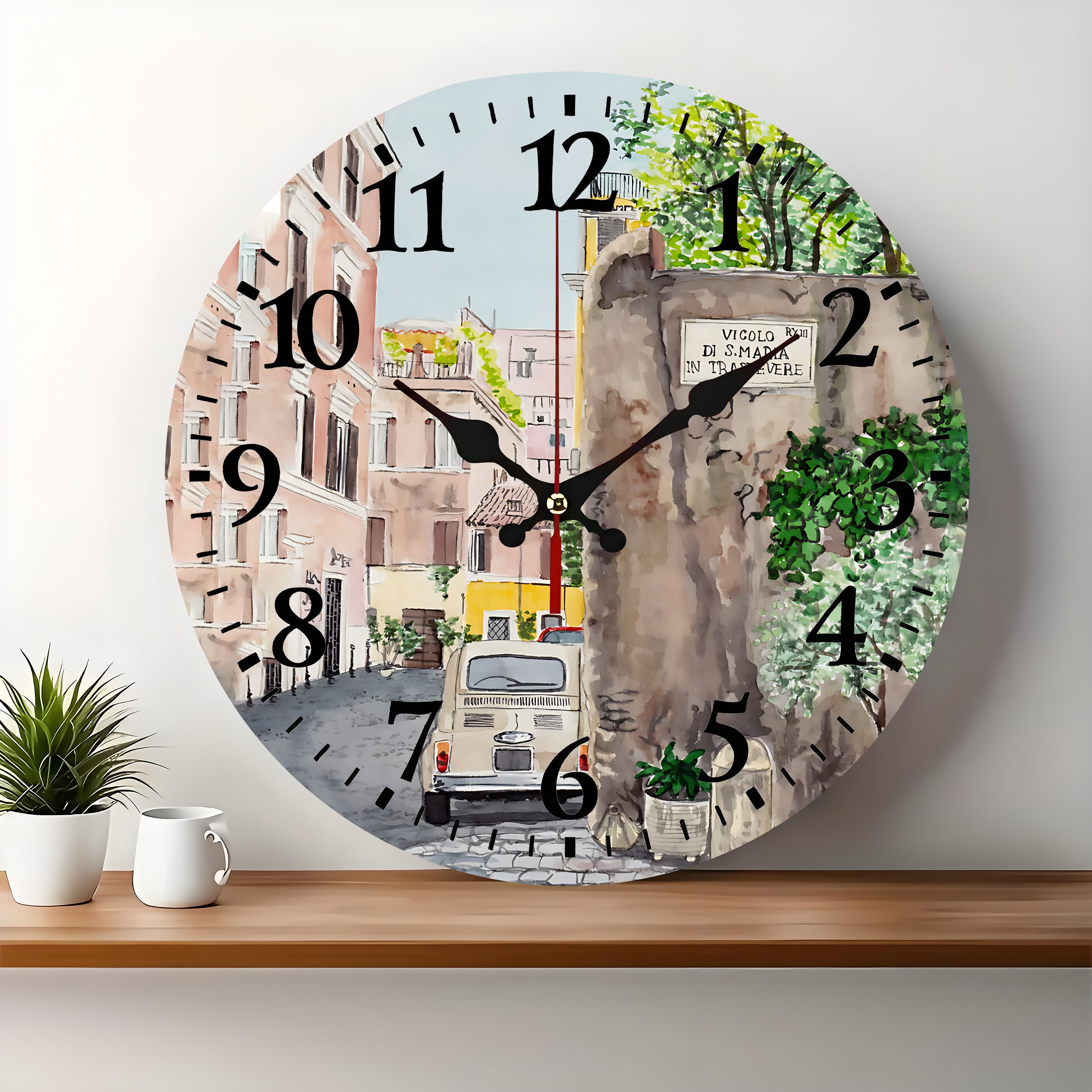 10x10 Decorative Wall Clock  – Ticking Wooden Wall Clock for Living Room or Hallway | vexyla#S1032