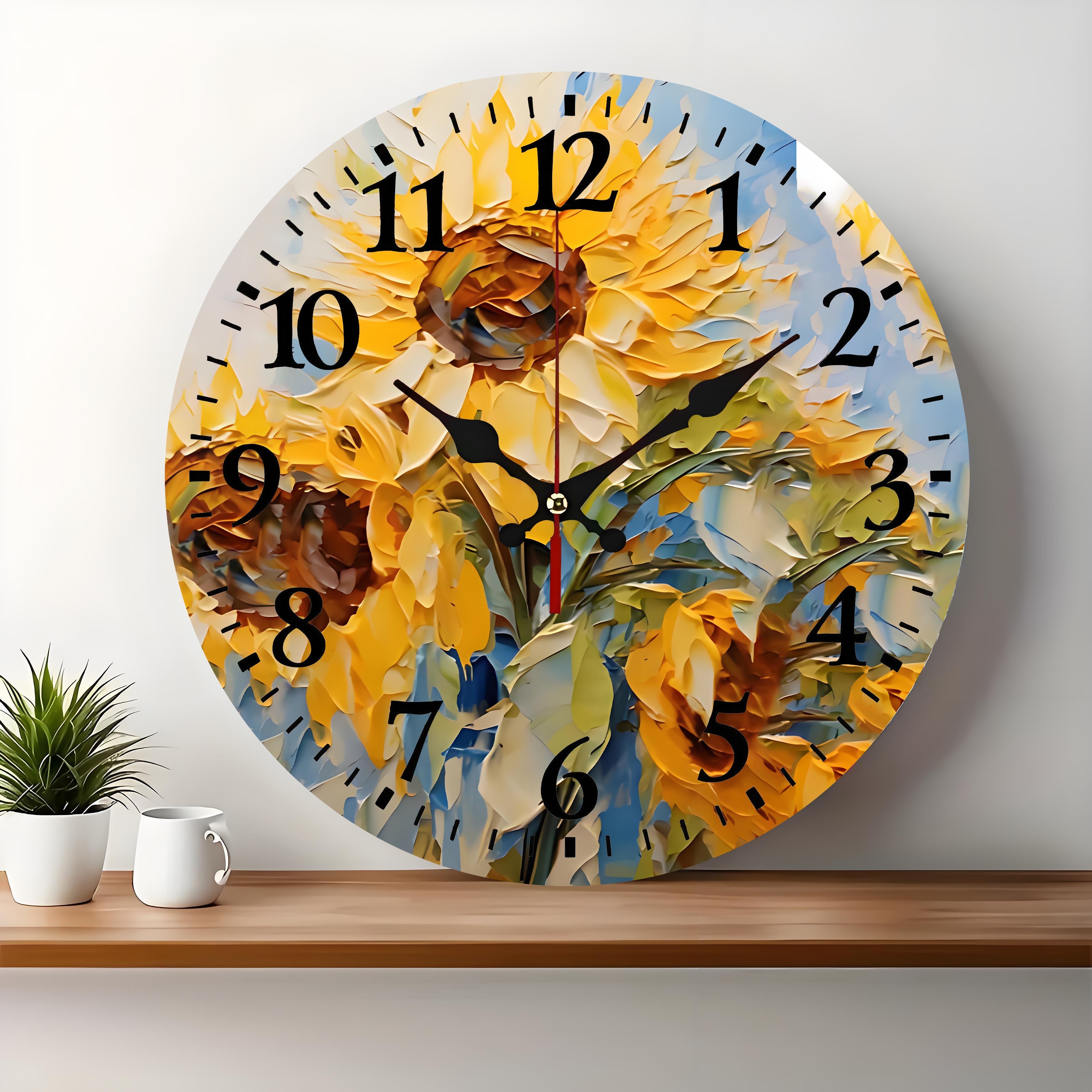 10x10 Decorative Wall Clock  – Ticking Wooden Wall Clock for Living Room or Hallway | vexyla#S1024