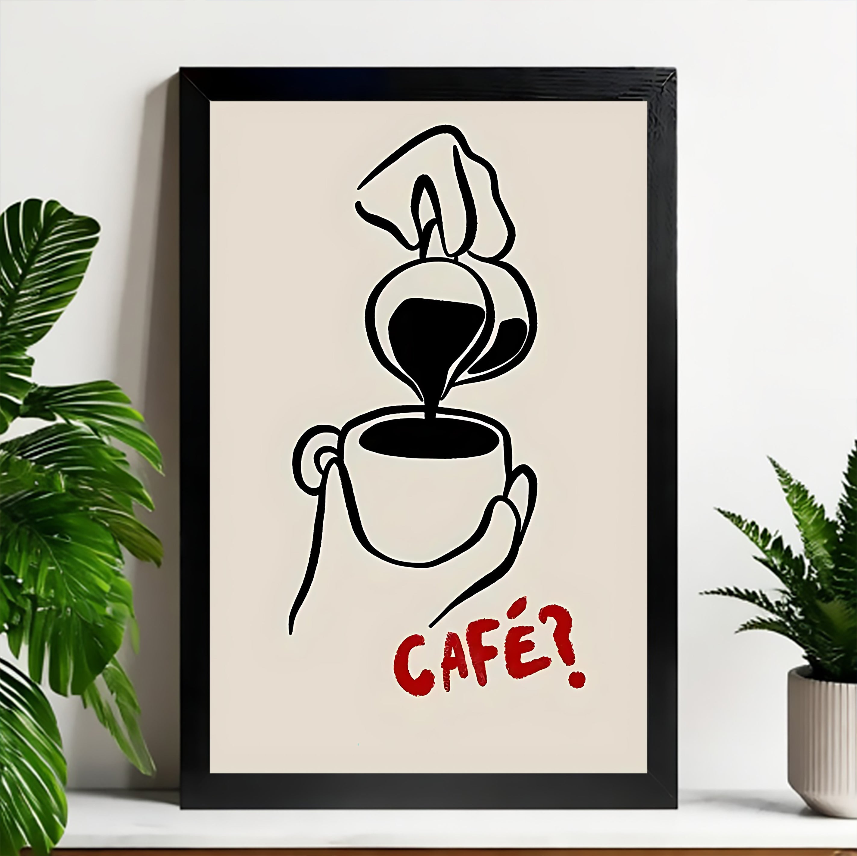Neutral Abstract Framed Wall Art – Minimalist Line Art for Office or Studio | vexyla#M3419