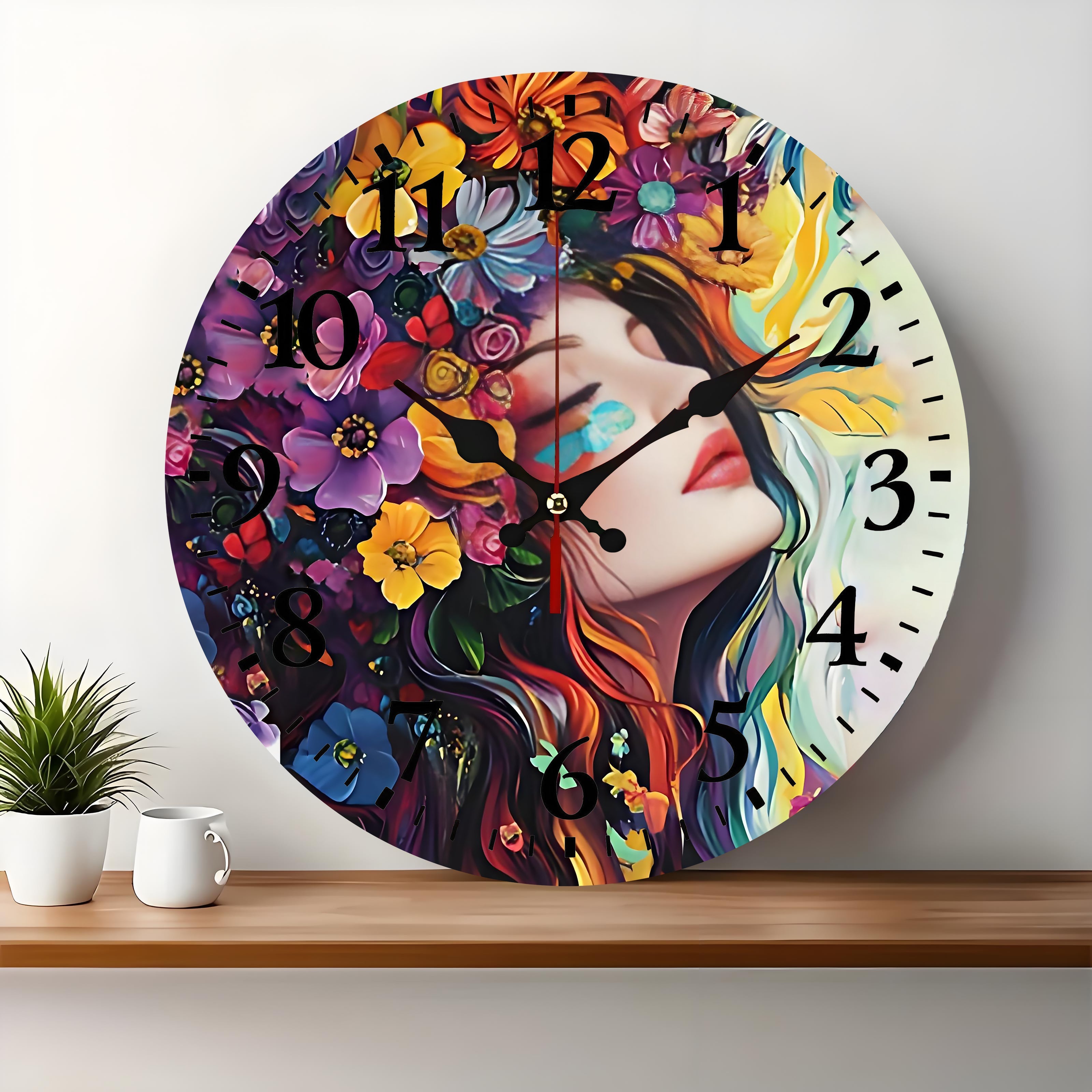 10x10 Decorative Wall Clock  – Ticking Wooden Wall Clock for Living Room or Hallway | vexyla#S1026