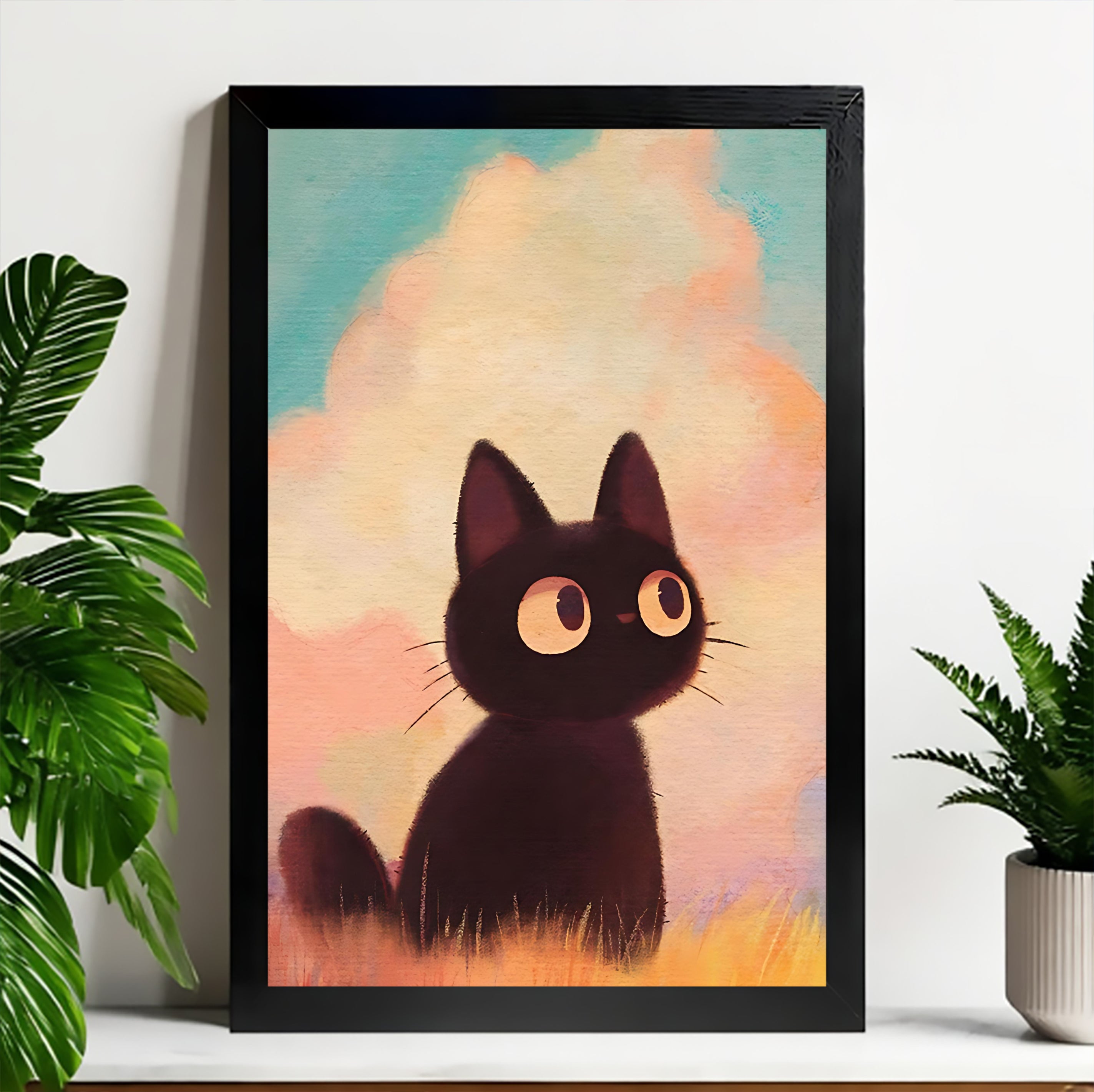 Neutral Abstract Framed Wall Art – Minimalist Line Art for Office or Studio | vexyla#M3428