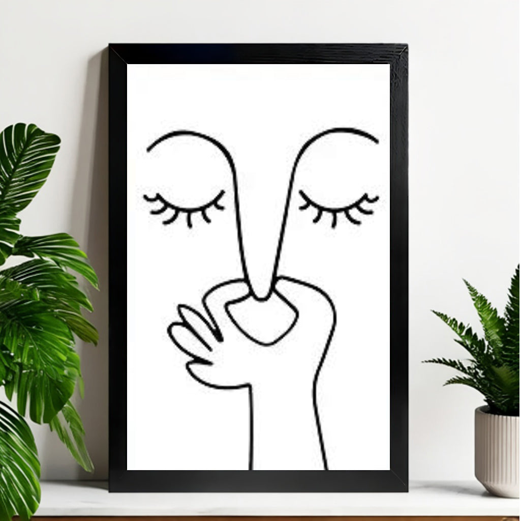 12x18 Neutral Abstract Framed Wall Art – Minimalist Line Art for Office or Studio | vexyla #M3013
