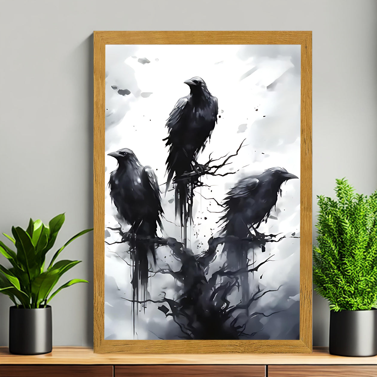 12x18 Black Cat Framed Wall Art – Whimsical Pet-Inspired Print for Kitchen or Entry | vexyla #M7015