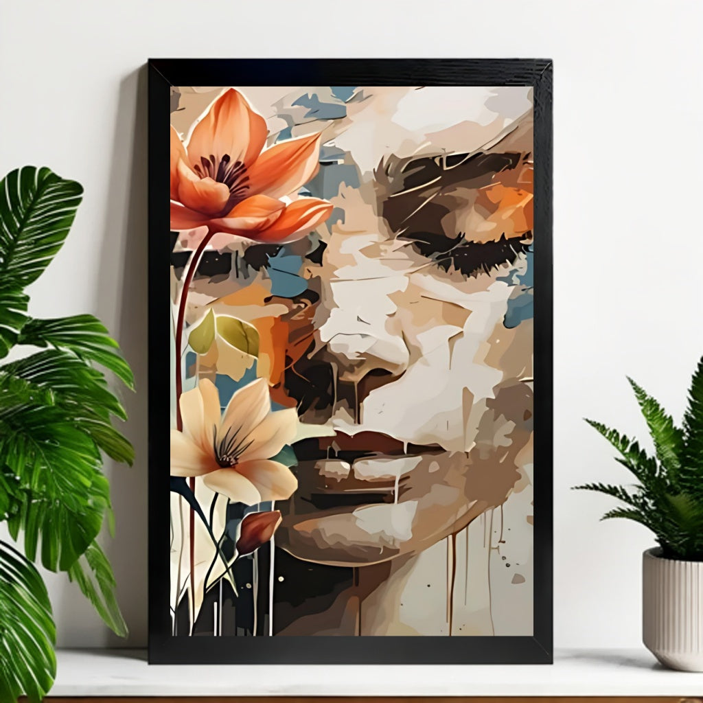 12x18 Neutral Abstract Framed Wall Art – Minimalist Line Art for Office or Studio | vexyla #M3023