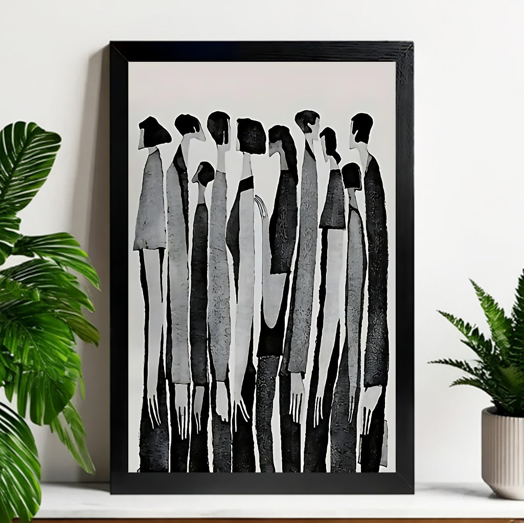 Neutral Abstract Framed Wall Art – Minimalist Line Art for Office or Studio | vexyla#M3294