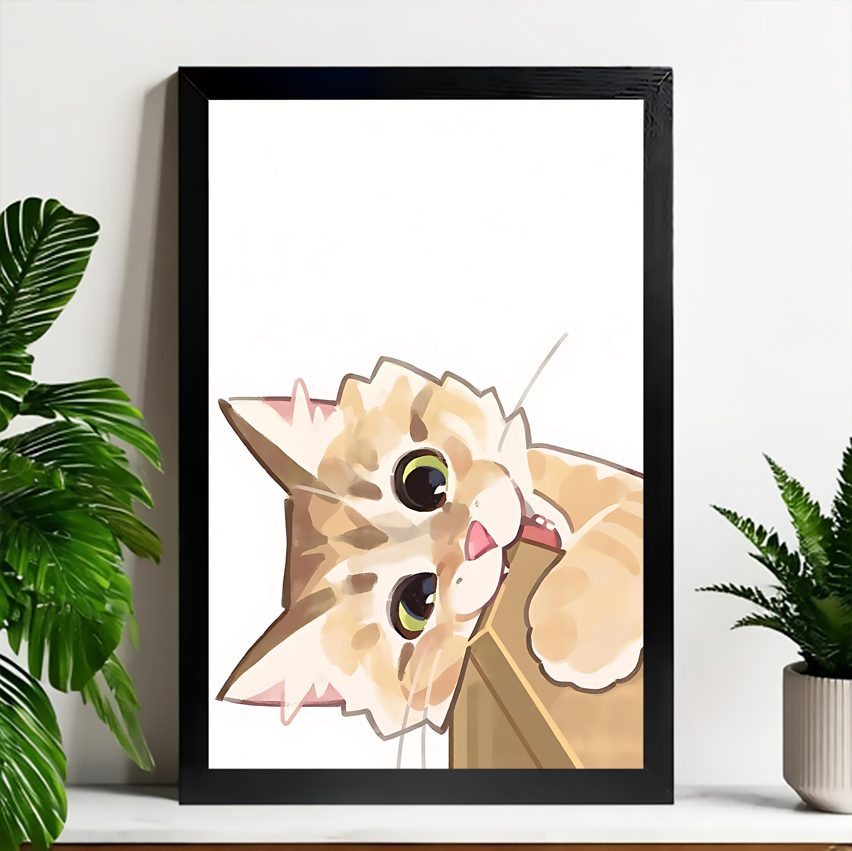 Neutral Abstract Framed Wall Art – Minimalist Line Art for Office or Studio | vexyla#M3503